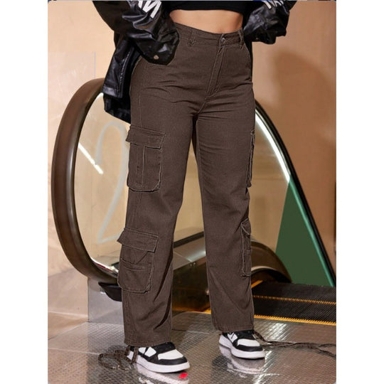 Damen Utility-Cargo-Chino mit Mehrfach-Pattentaschen und Kordelzugsaum Nord Taschen