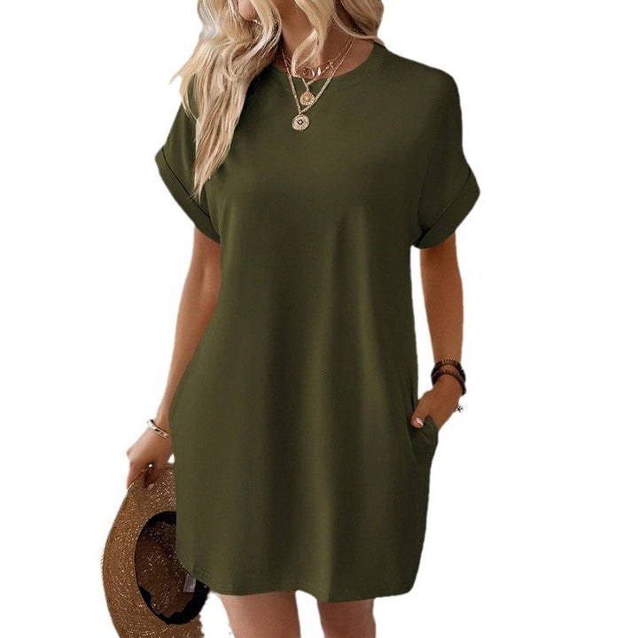 Damen Lockeres T-Shirt-Kleid mit praktischen Taschen und lässigem Design