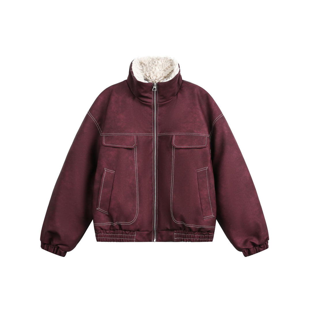 Herren Boxy Veloursleder‑Optik Blouson mit Teddyfutter und hohem Kragen Nord Taschen