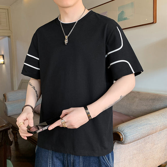 Herren Oversize-T-Shirt aus Baumwollmix mit Kontrastpaspelierung und Dropped-Shoulder Nord Taschen
