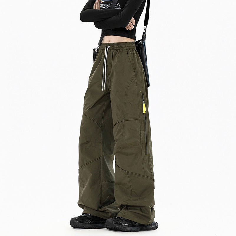 Damen Weite Utility-Cargohose mit elastischem Bund und Reißverschlusstaschen Nord Taschen