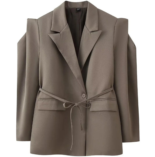 Damen 1100+ taillierter Blazer mit Tunnelzug, schmaler Kordel und Pattentaschen Nord Taschen