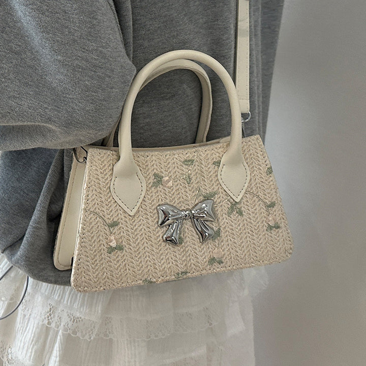 Damen Mini-Tasche mit floralem eingewebtem Design und stilvollem Schleifendetail Nord Taschen