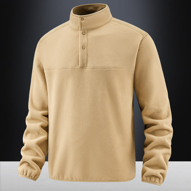 Herren Fleece-Pullover mit Stehkragen und Druckknopf-Leiste für wärmende Zwischenschicht Nord Taschen
