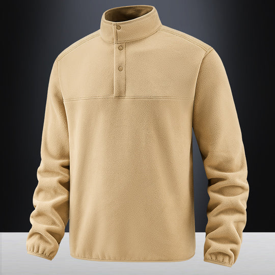 Herren Fleece-Pullover mit Stehkragen und Druckknopf-Leiste für wärmende Zwischenschicht Nord Taschen