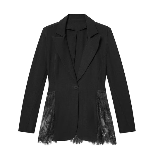 Damen Langblazer mit eingesetztem Spitzenrock und taillierter Schnittführung Nord Taschen