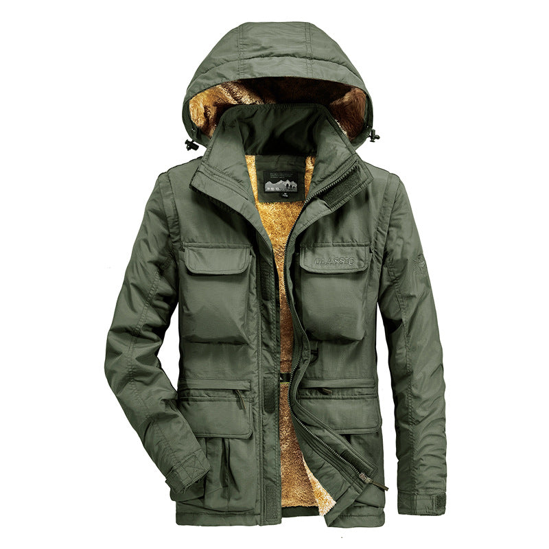 Herren Thermo-Parka mit Teddyfleece-Innenfutter, Kapuze und Multifunktionstaschen Nord Taschen