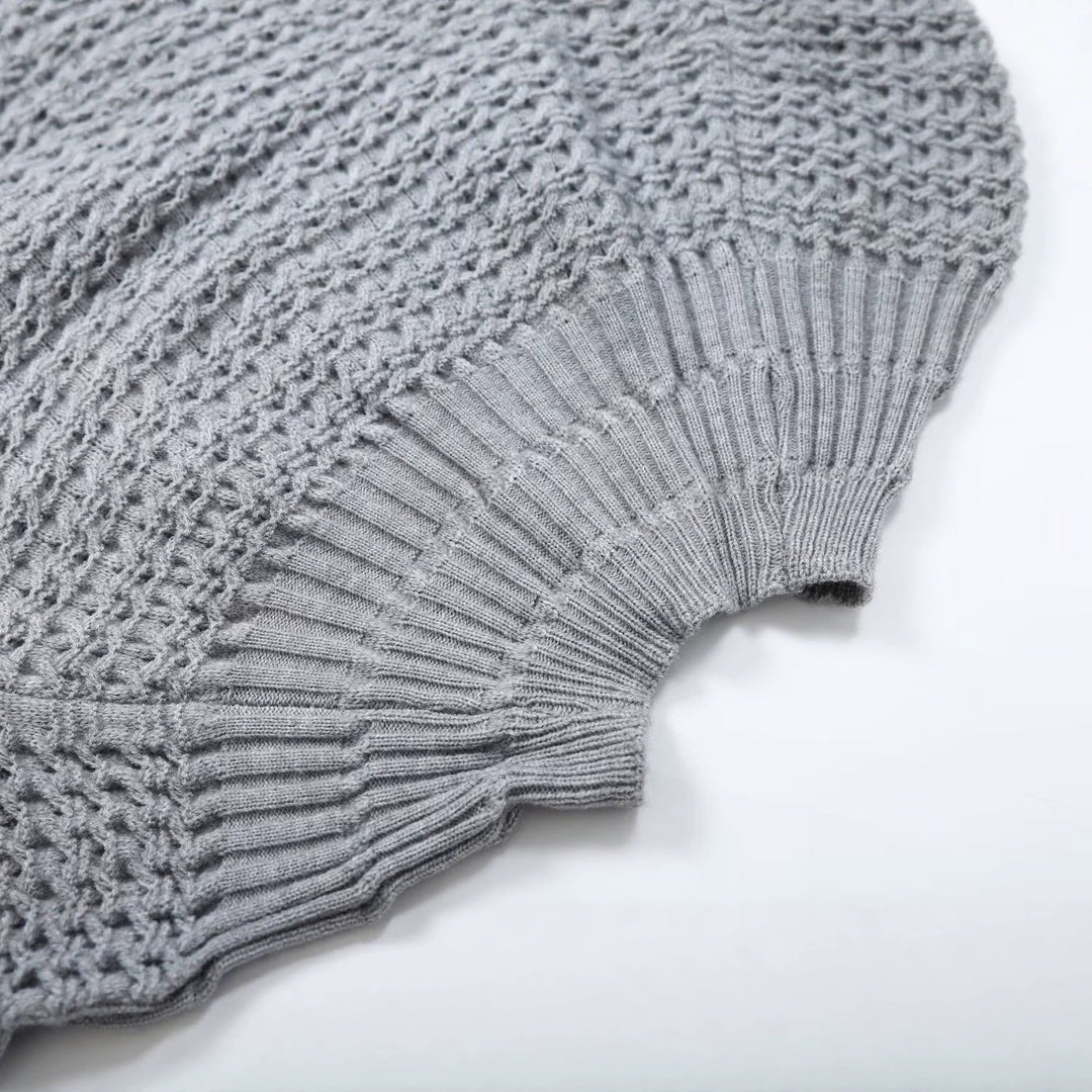 Damen Struktur-Strickjacke mit Rundpasse, texturierter Maschenoptik und Knopfleiste Nord Taschen