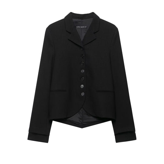 Damen Kurzer taillierter Blazer mit asymmetrischem Saum und durchgehender Knopfleiste Nord Taschen