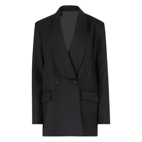 Damen Oversized Smoking-Longblazer mit tiefem Schalkragen und verlängerter Schulterlinie Nord Taschen