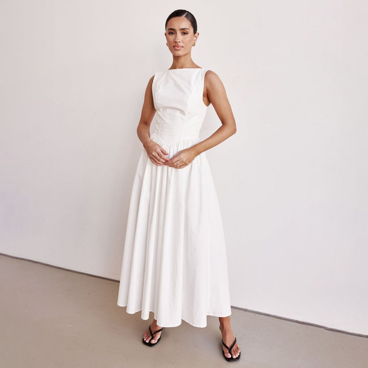 Damen Elegantes Maxi-Kleid mit breitem Rockansatz und taillierter Passform