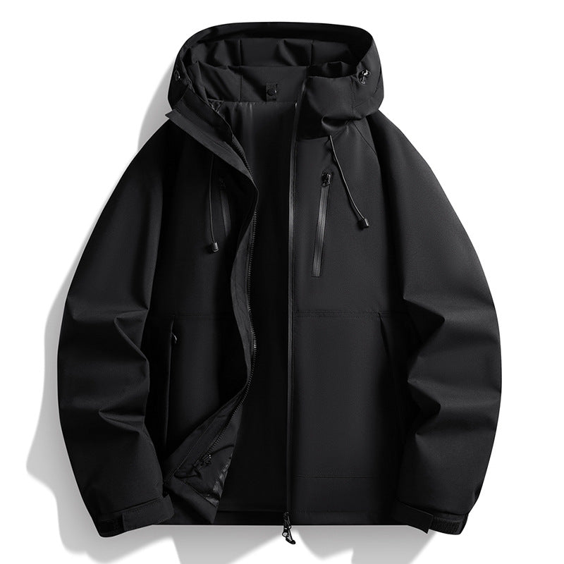 Herren Softshelljacke mit Kapuze, winddichter Außenlage, verstellbarem Saum & Reißverschluss-Taschen Nord Taschen