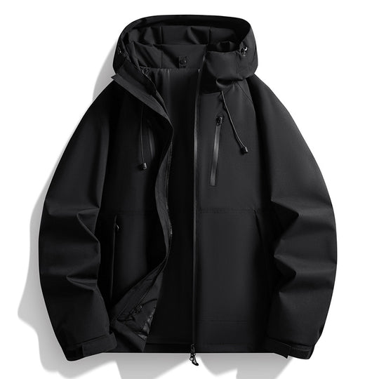 Herren Softshelljacke mit Kapuze, winddichter Außenlage, verstellbarem Saum & Reißverschluss-Taschen Nord Taschen