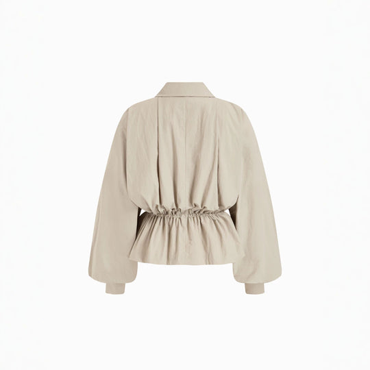 Damen Modische Bluse mit Raffung und Taillenzug Nord Taschen