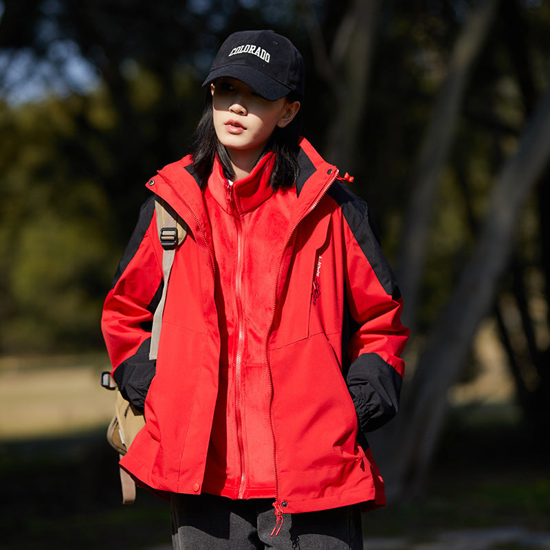 Damen zweilagige Softshell‑Outdoorjacke mit abnehmbarem Fleece‑Innenlayer und Kapuze Nord Taschen