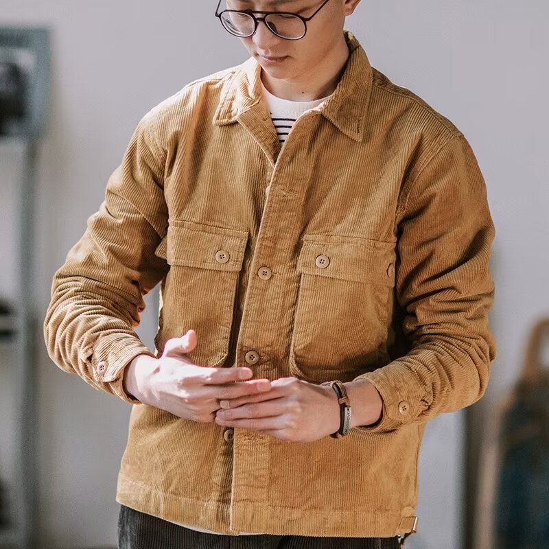 Herren Robustes Kord-Overshirt im Worker-Look mit aufgesetzten Pattentaschen Nord Taschen