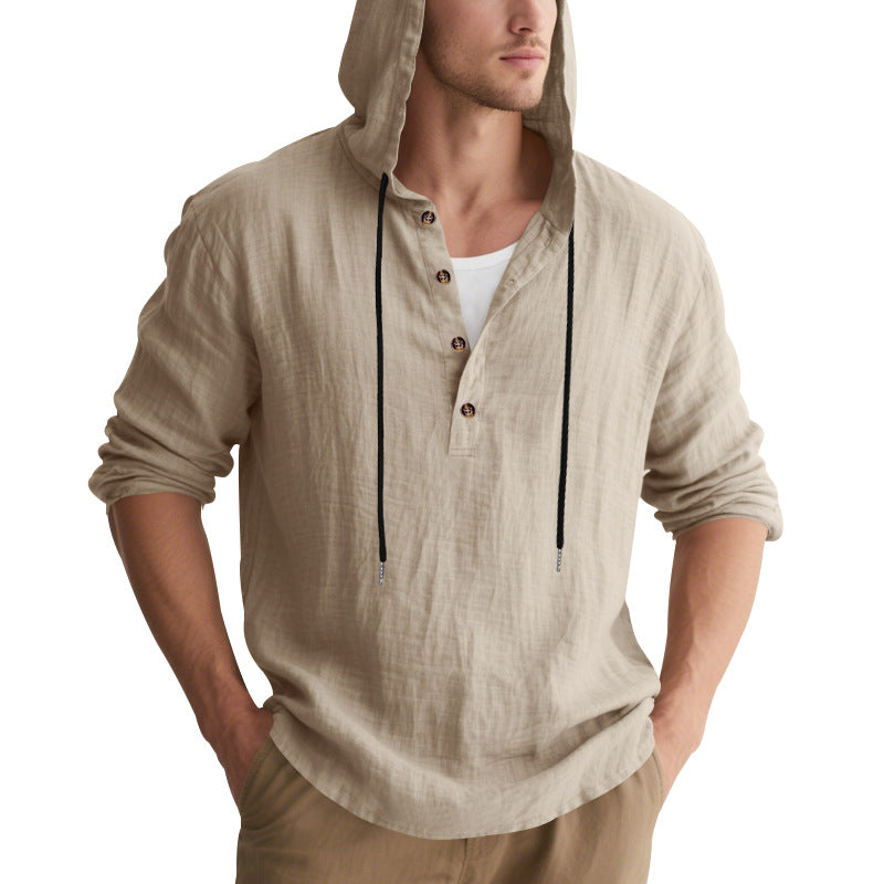 Herren lässiges Kapuzenhemd mit Knopfleiste und hochwertigem Baumwollmaterial
