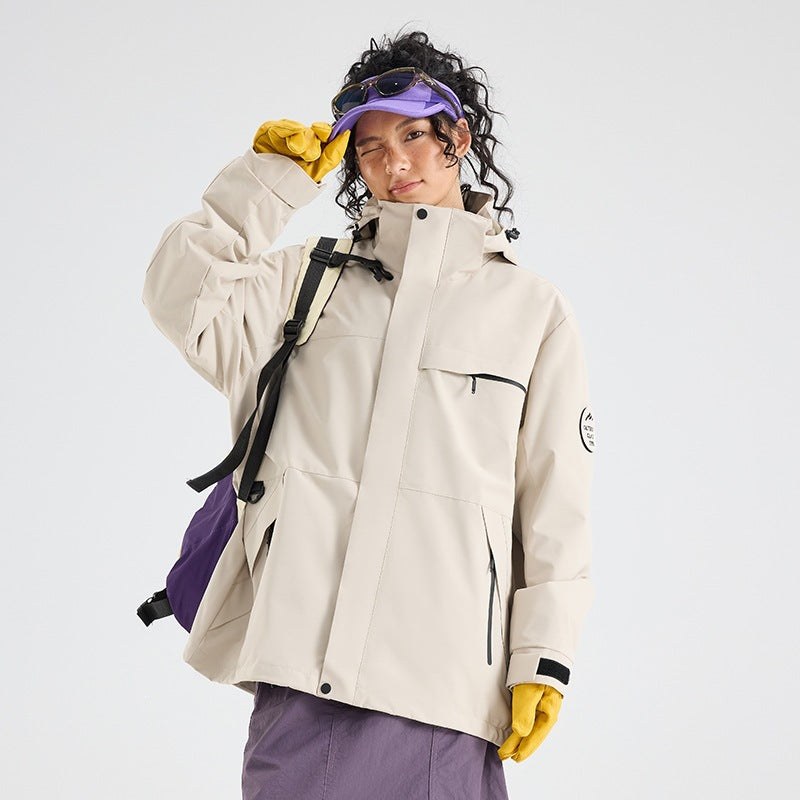 Herren Wasserdichte Outdoor-Softshelljacke mit Kapuze, hohem Stehkragen & Reißverschlusstaschen Nord Taschen