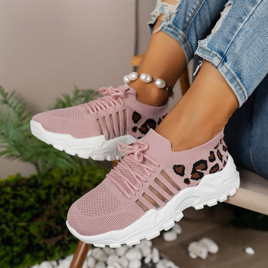Damen Sportliche Sneakers mit atmungsaktivem Netzdesign und modischem Leopardenmuster Nord Taschen