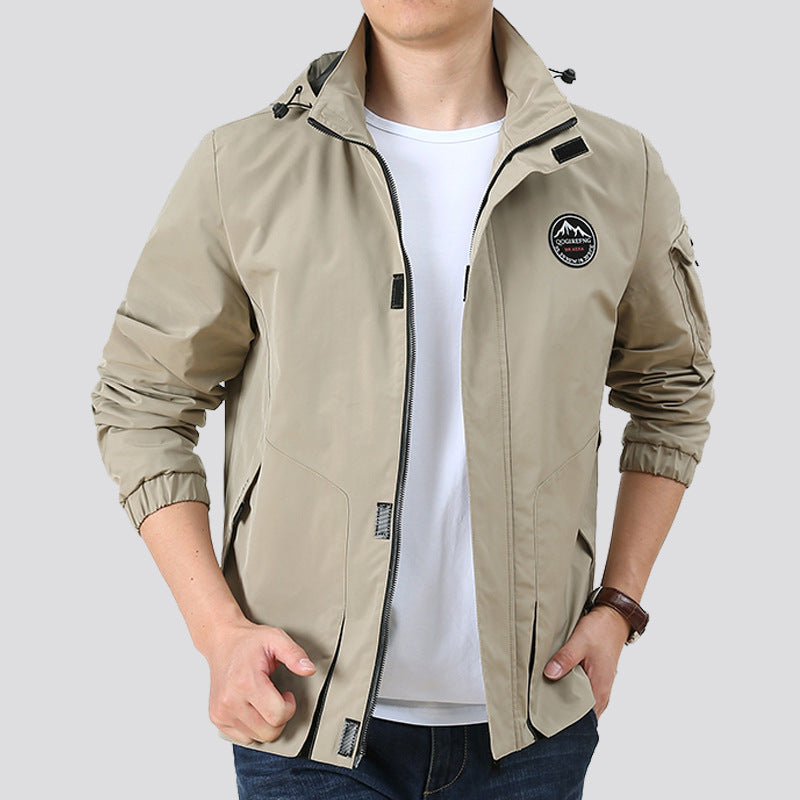 Herren Leichter Urbaner Softshell-Hoodie mit Ärmeltasche und hohem Stehkragen Nord Taschen