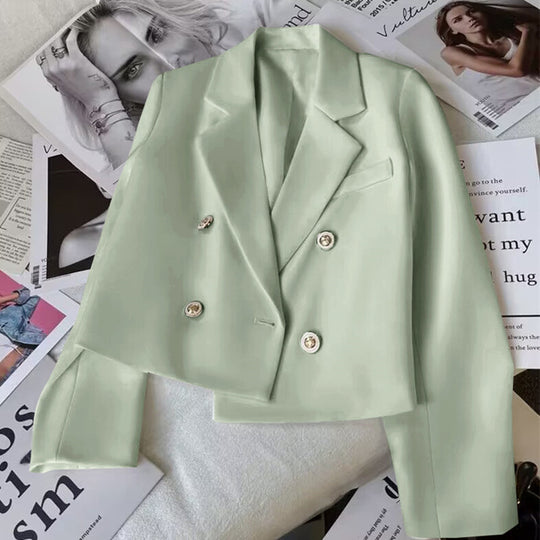 Damen Modischer Kurzblazer mit doppelt geknöpften Details Nord Taschen