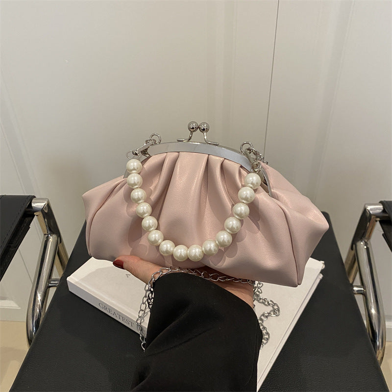 Damen-Handtasche mit eleganter Perlenkette und raffiniertem Rüschendesign Nord Taschen