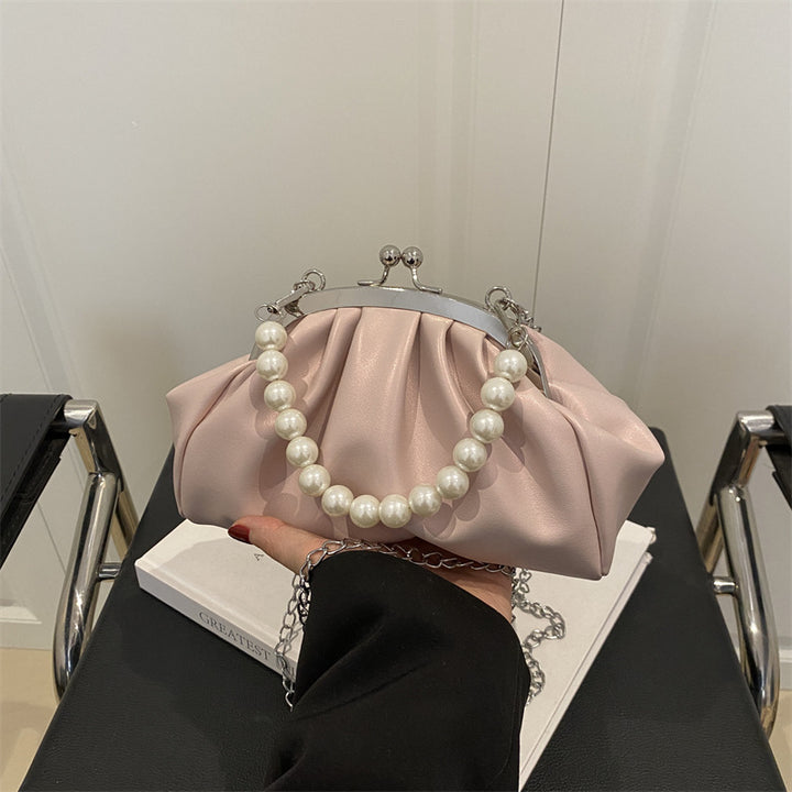 Damen-Handtasche mit eleganter Perlenkette und raffiniertem Rüschendesign Nord Taschen