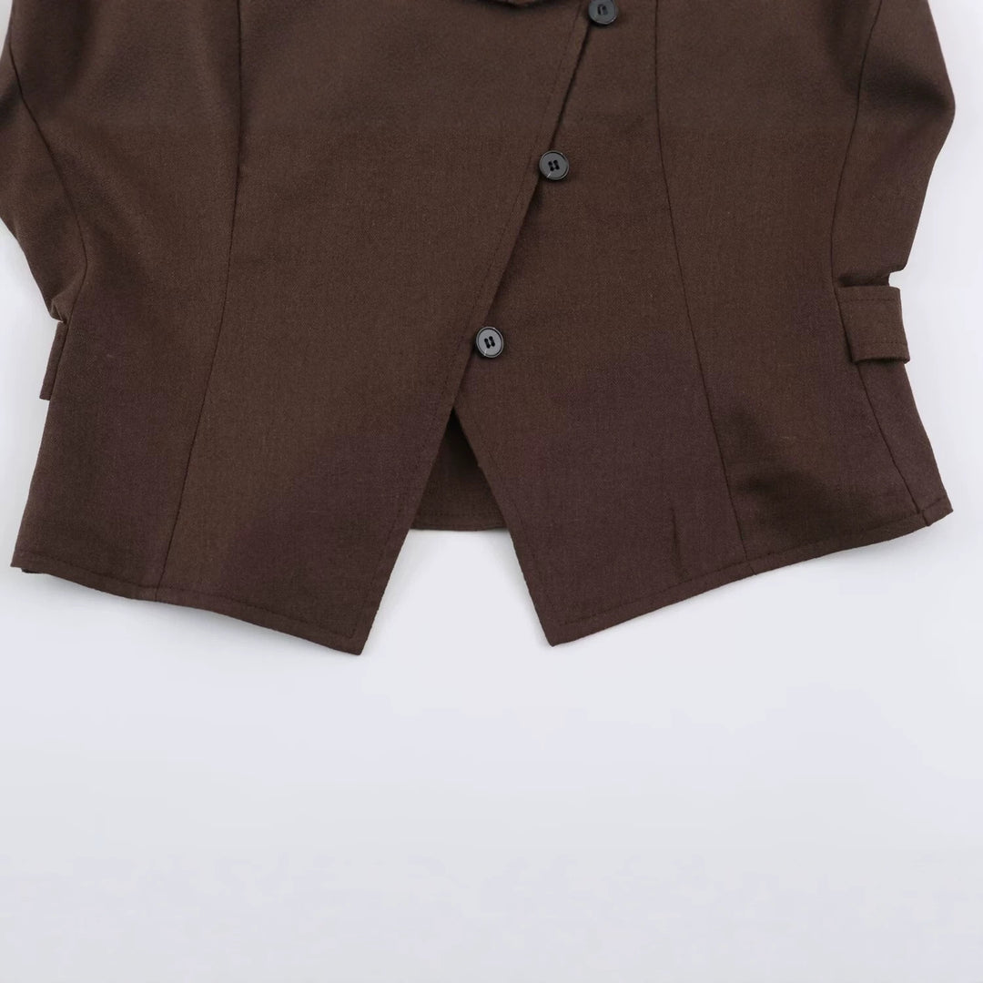 Damen Asymmetrische Wickeljacke mit dekorativer Knopfleiste und überschnittenen Schultern Nord Taschen