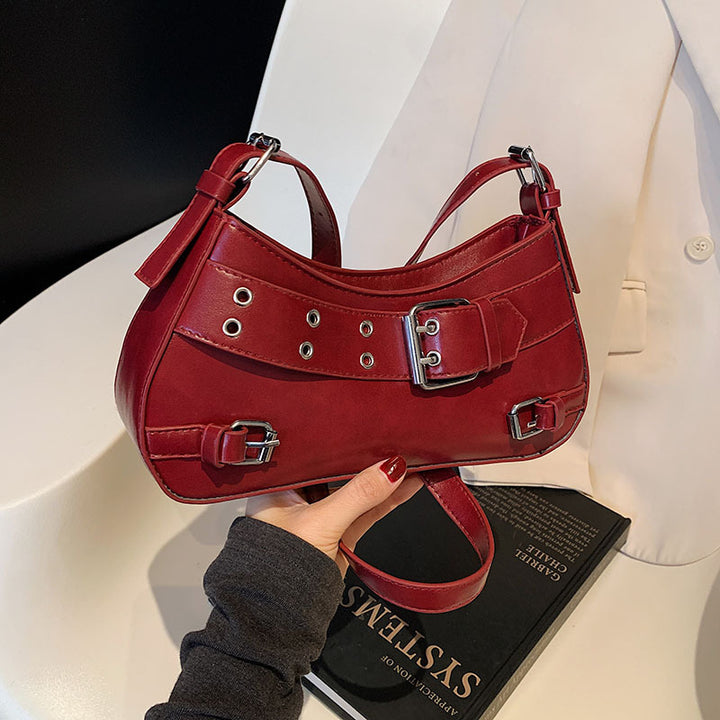 Damen Handtasche mit verstellbarem Trageriemen und dekorativen Schnallen Nord Taschen