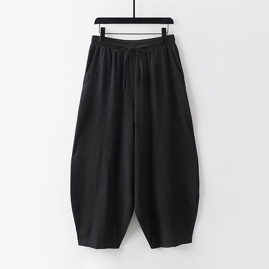 Damen Leichte Haremshose mit weitem Bein und elastischem Bund Nord Taschen