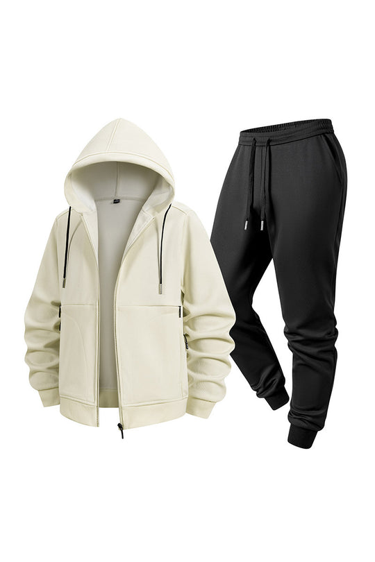Herren Zweiteiliges Kapuzen-Trainingsset aus Thermofleece mit Reißverschluss-Hoodie und konischer Jogginghose Nord Taschen