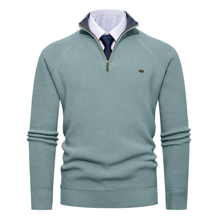 Herren eleganter Strickpullover mit Stehkragen und Reißverschluss