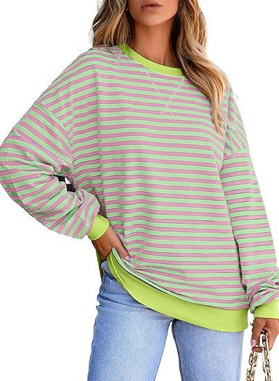 Damen Lässiger Sweater mit Breiten Streifen