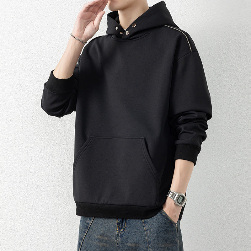 Herren Oversize-Kapuzenpullover mit Kängurutasche & Druckknopf-Hals Nord Taschen
