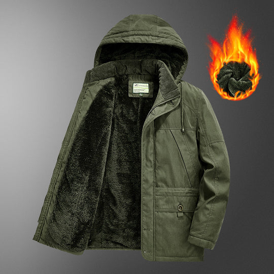 Herren gefütterter Kapuzenparka mit Thermo-Teddyfutter, winddichter Baumwollmix-Außenschale und Mehrfachtaschen Nord Taschen