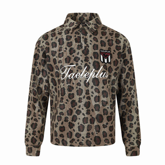 Damen Langärmeliges Poloshirt mit Waffelstruktur, Knopfleiste und Animal-Print Nord Taschen