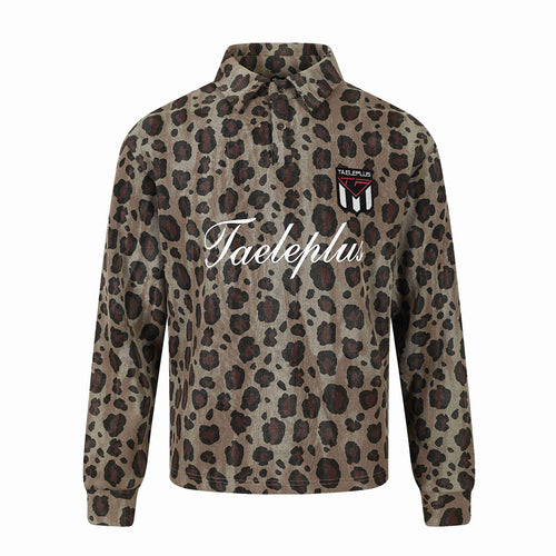 Damen Langärmeliges Poloshirt mit Waffelstruktur, Knopfleiste und Animal-Print Nord Taschen