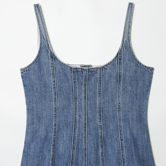Damen Jeanskleid im A-Linien Schnitt mit Knopfverschluss