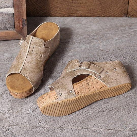 Damen modische Clogs mit verstellbarer Schnalle und korkähnlicher Sohle