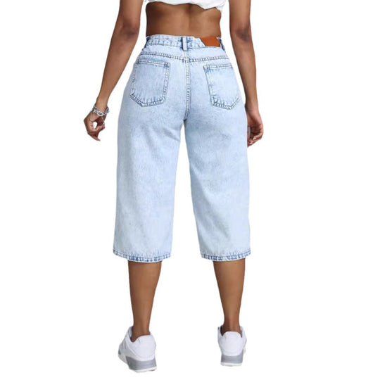 Damen Culotte-Jeans mit hohem Bund und lässigem Schnitt Nord Taschen