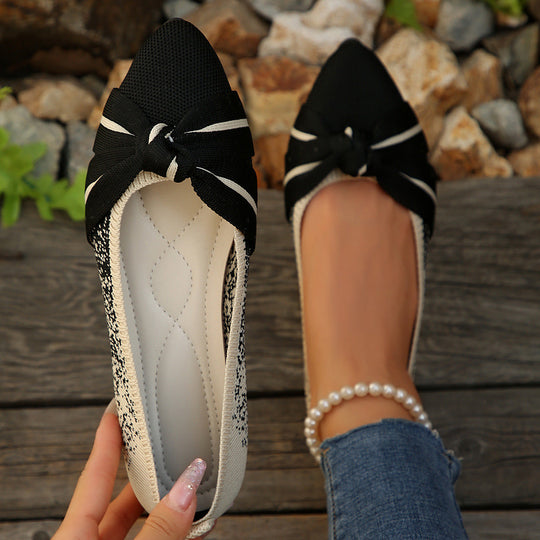 Damen modische Ballerinas mit flexiblem Fußbett und eleganter Schleifenverzierung