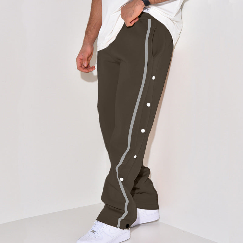 Herren Snap-Trackhose mit seitlichem Kontraststreifen, Druckknopf-Leiste und elastischem Bund Nord Taschen