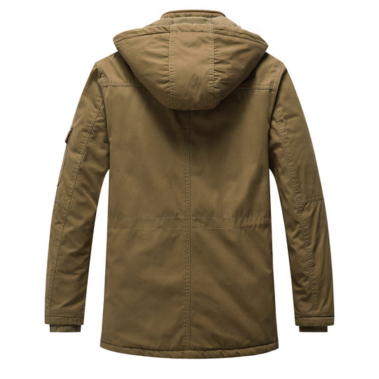 Herren Canvas-Parka mit gesteppter Thermofütterung, Kunstfell-Innenfutter und Kapuze Nord Taschen