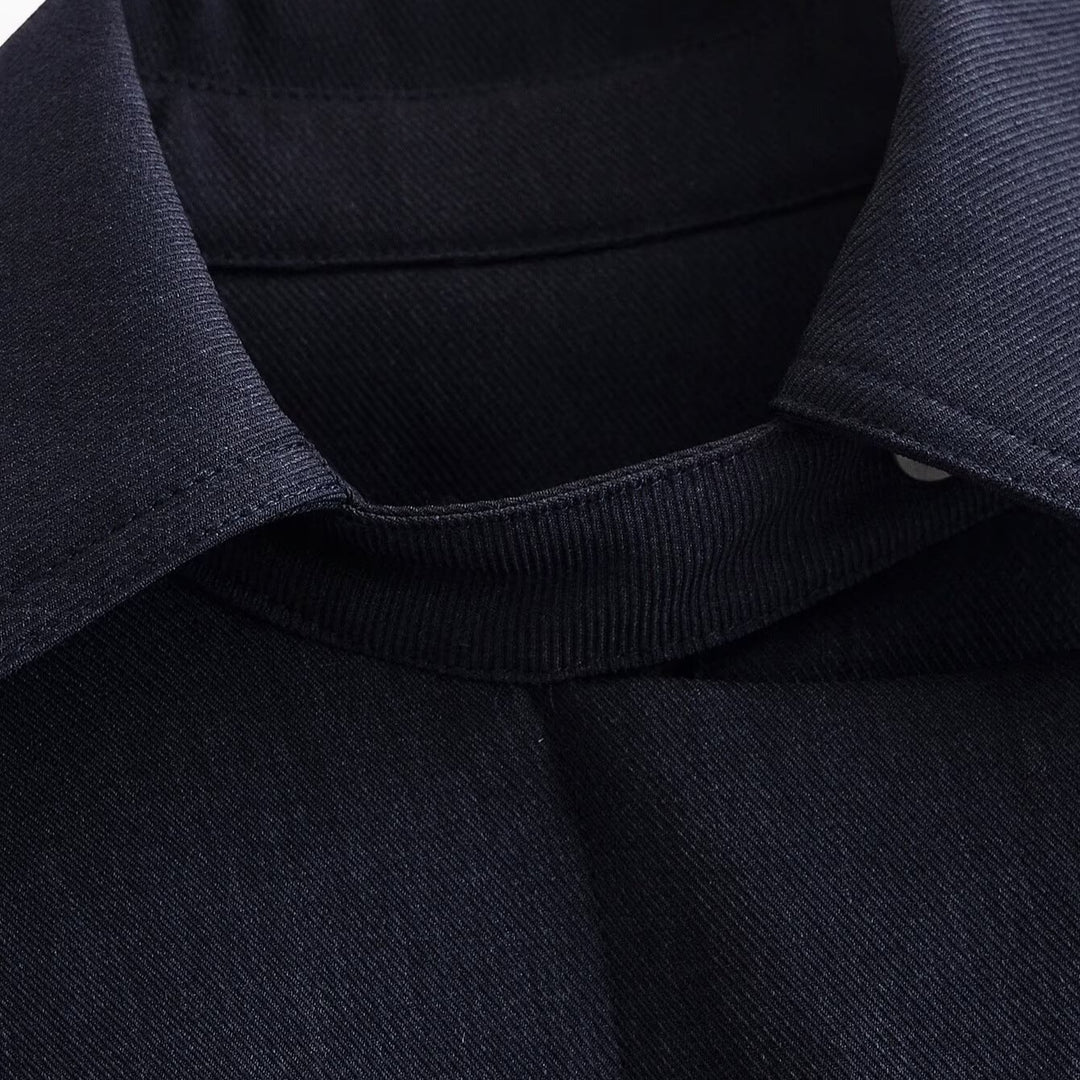 Damen Boxy-Cropped Hemdjacke mit verdeckter Leiste und elastischem Saum Nord Taschen