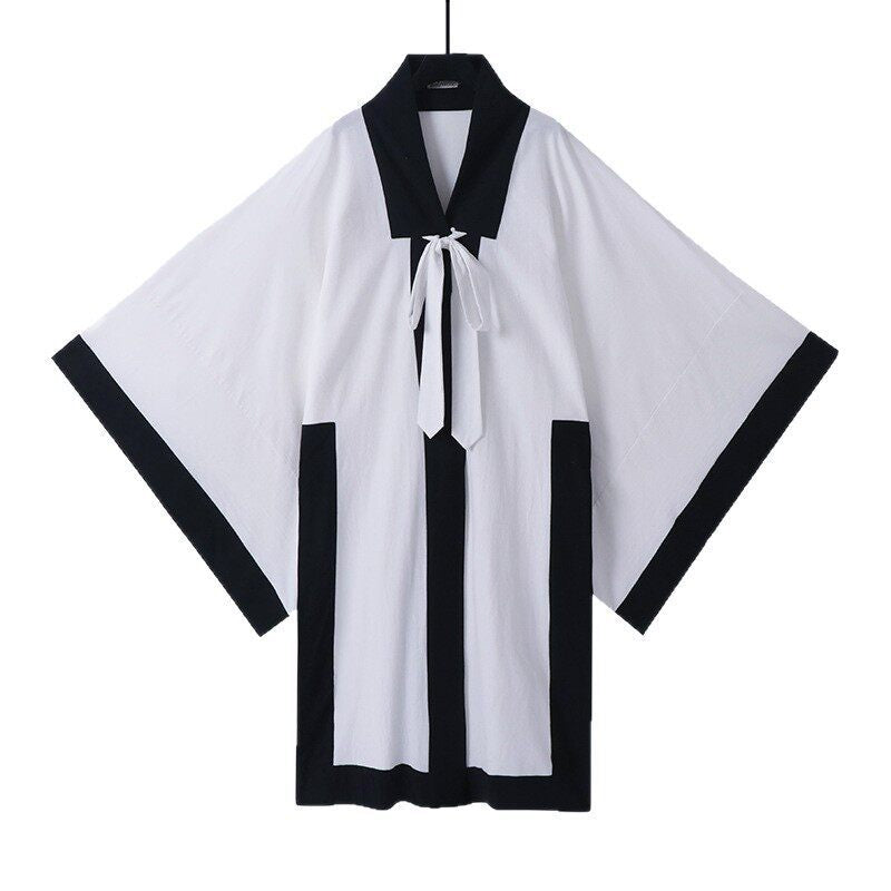 Unisex Oversize Kimono-Cardigan mit Kontrastblende, Bindeband und aufgesetzten Taschen Nord Taschen