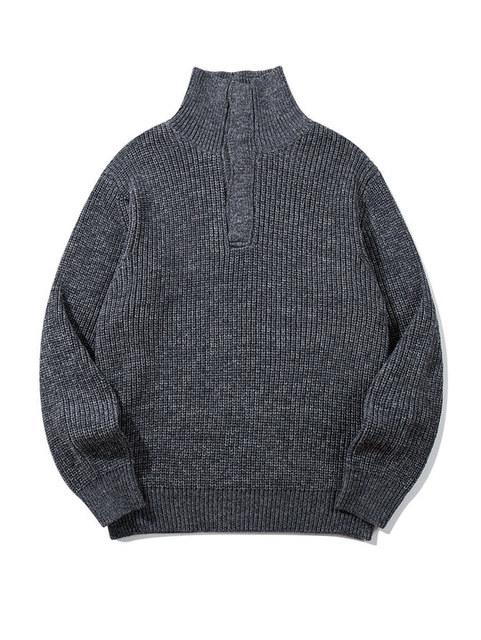 Unisex Grobgestrickter Rollkragenpullover mit halber Knopfleiste Nord Taschen