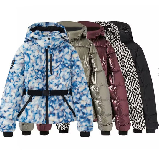 Damen 100+ gesteppte Ski- und Winterjacke mit Kapuze, Taillengürtel & wasserdichten Reißverschlüssen Nord Taschen