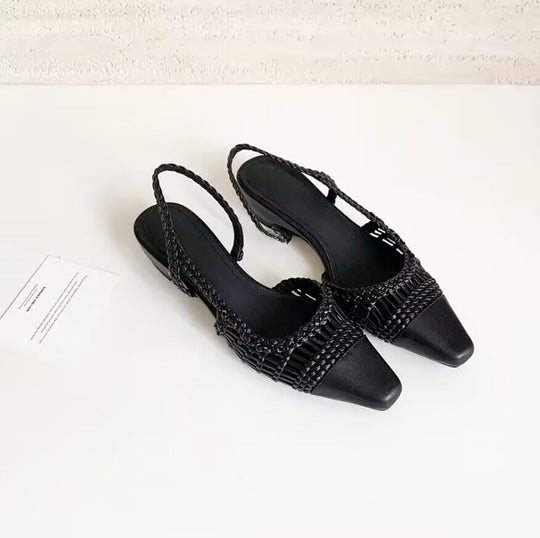 Damen Slingback-Pumps mit modischem Flecht-Design und elegantem Spitzenzeh