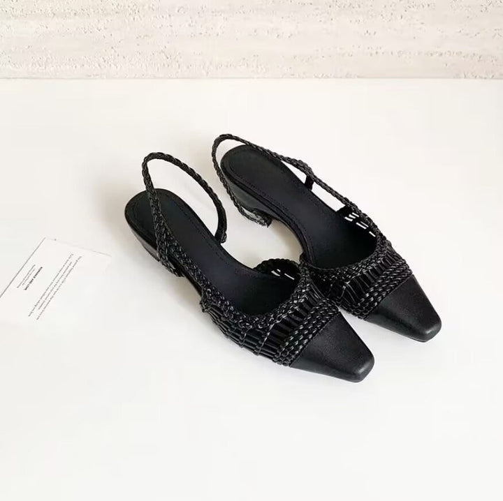 Damen Slingback-Pumps mit modischem Flecht-Design und elegantem Spitzenzeh
