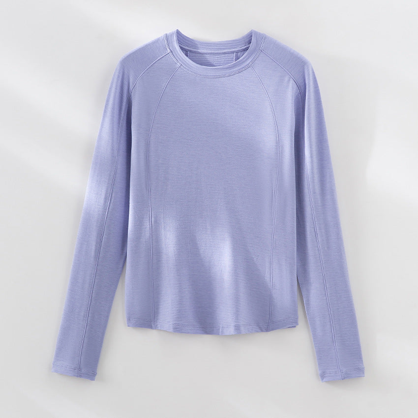 Damen Leichtes Longsleeve-Feinstrickshirt mit Raglanärmeln und Rundhalsausschnitt Nord Taschen